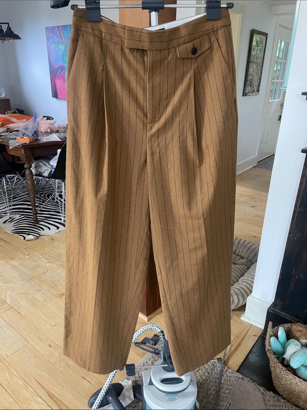 Madewell Tan Pinstripe Dress Pants